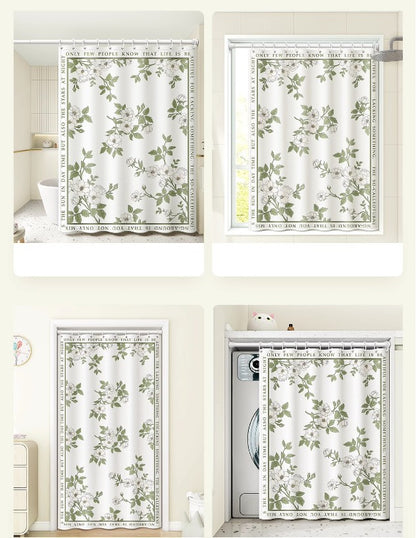 Custom Pattern Waterproof Fabric Soft Hotel Quality Cloth Shower Liner/12 Shower Curtain Hooks