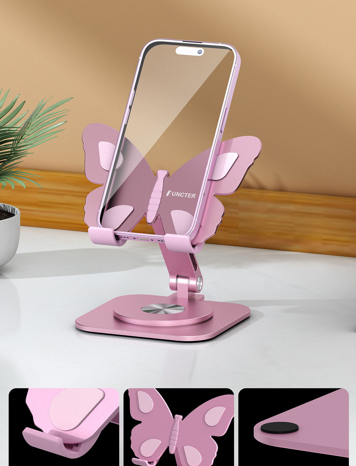 Butterfly Foldable Adjustable Aluminum Alloy Desktop Phone Stand Phone Holder