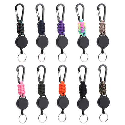 Telescopic Wire Rope Anti-Thief & Anti-Lost Keychain W/ Flat Carabiner