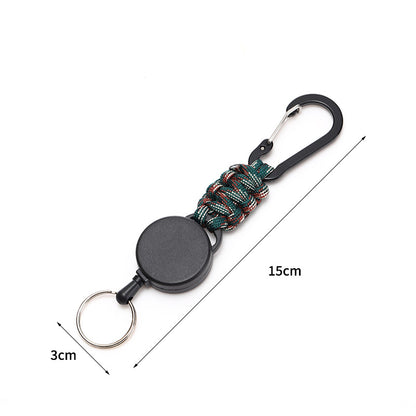 Telescopic Wire Rope Anti-Thief & Anti-Lost Keychain W/ Flat Carabiner