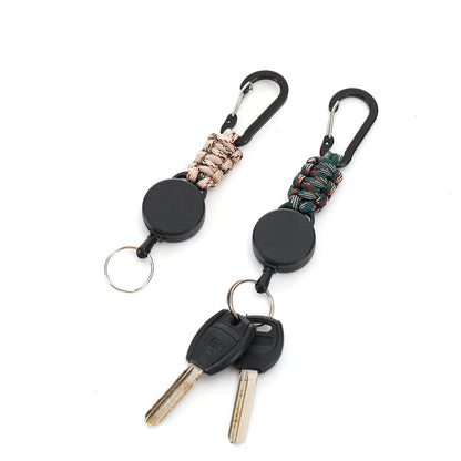 Telescopic Wire Rope Anti-Thief & Anti-Lost Keychain W/ Flat Carabiner