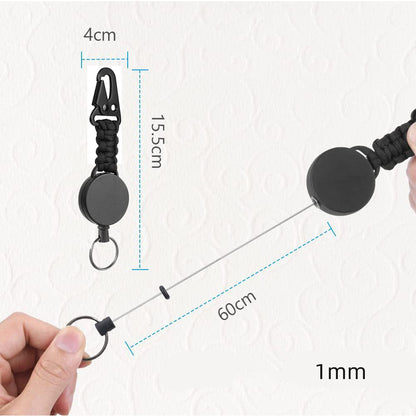 Telescopic Wire Rope Anti-Thief & Anti-Lost Keychain W/ Olecranon Buckle