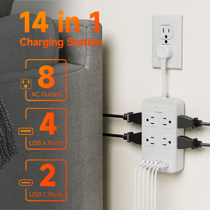 8 Ports 4 USB 2 PD Multiple Function Wall Charger Mold#LP13