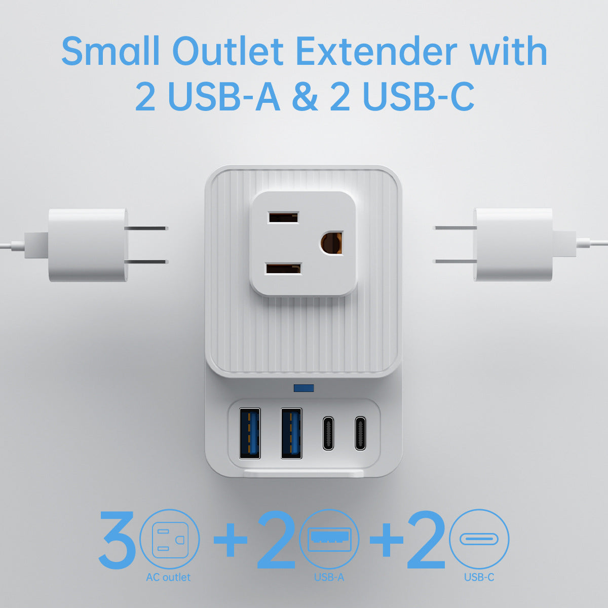 Small Outlet Extender 3 DC Ports 2 USB 2 PD Multiple Function Wall Charger Mold#PC-19