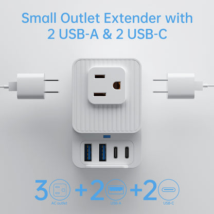 Small Outlet Extender 3 DC Ports 2 USB 2 PD Multiple Function Wall Charger Mold#PC-19