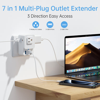 Small Outlet Extender 3 DC Ports 2 USB 2 PD Multiple Function Wall Charger Mold#PC-19