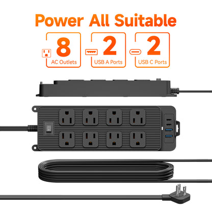 45 Degree Outlet Extender 8 DC Ports 2 USB 2 PD Multiple Function Wall Charger Mold#PC-22