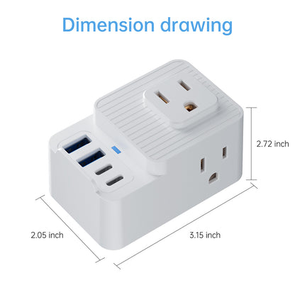 Small Outlet Extender 3 DC Ports 2 USB 2 PD Multiple Function Wall Charger Mold#PC-19