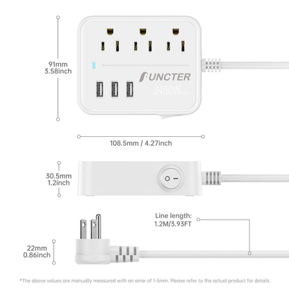 45 Degree Plug Outlet Extender 8 AC Ports 2 USB 2 PD Multiple Function Wall Charger Mold#PC-15