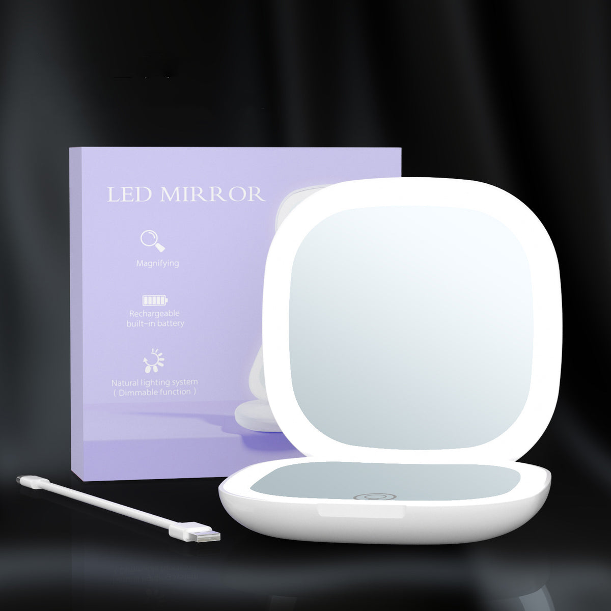 LED Lighted Travel Makeup Mirror 5x Magnification