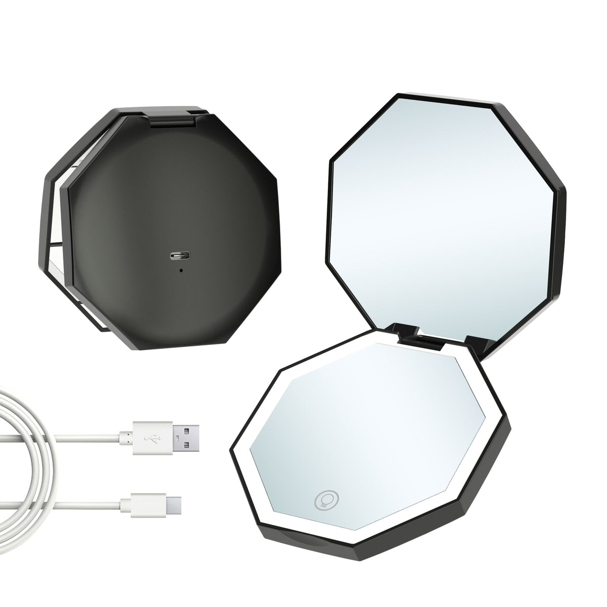 Pentagon LED Lighted Travel Makeup Mirror 2x Magnification
