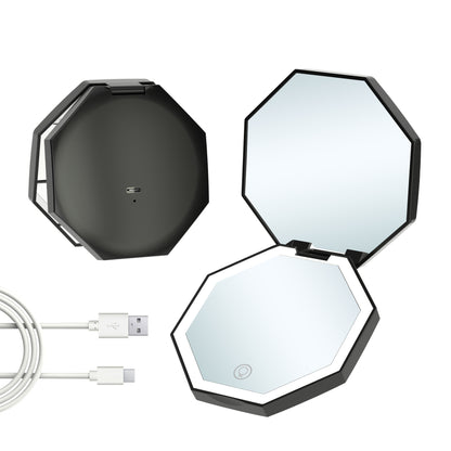 Pentagon LED Lighted Travel Makeup Mirror 2x Magnification