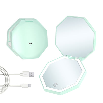 Pentagon LED Lighted Travel Makeup Mirror 2x Magnification