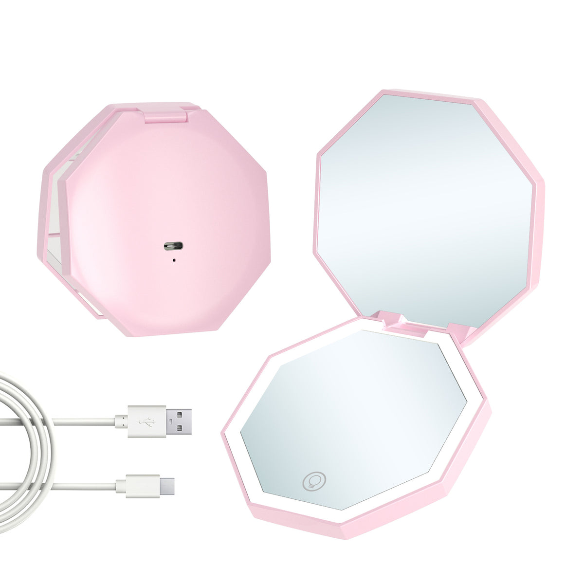 Pentagon LED Lighted Travel Makeup Mirror 2x Magnification