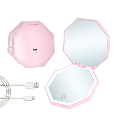 Pentagon LED Lighted Travel Makeup Mirror 2x Magnification