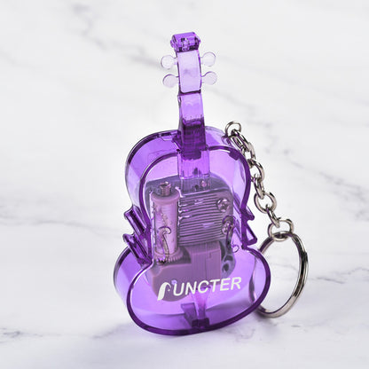 Mini Acrylic Violin Shape Music Box Keychain