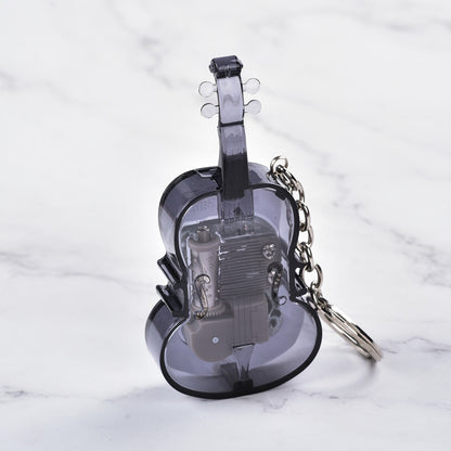 Mini Acrylic Violin Shape Music Box Keychain