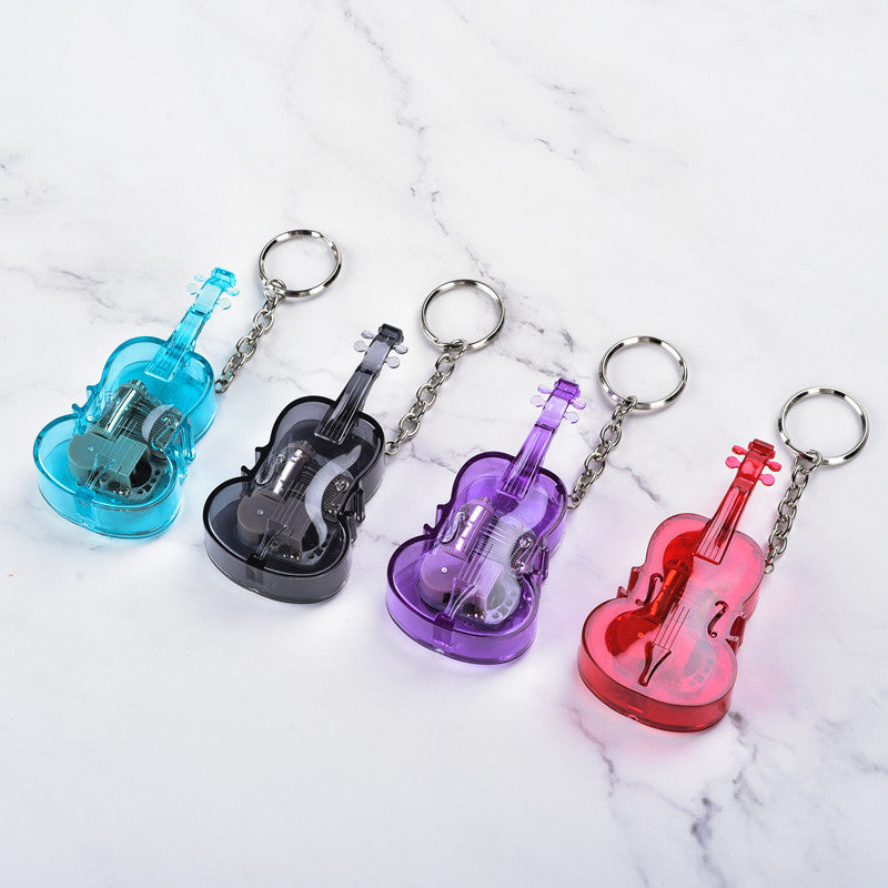 Mini Acrylic Violin Shape Music Box Keychain