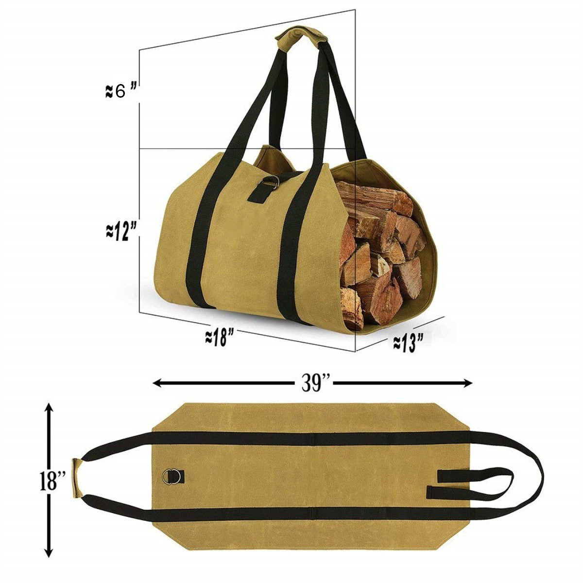 Firewood Log Carrier Tote Bag For Outdoor Camping
