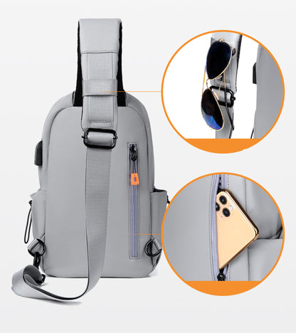 Crossbody Bags Sling Backpack Shoulder Bag Chest Bag Travel Hiking Daypack W/USB Charger Port