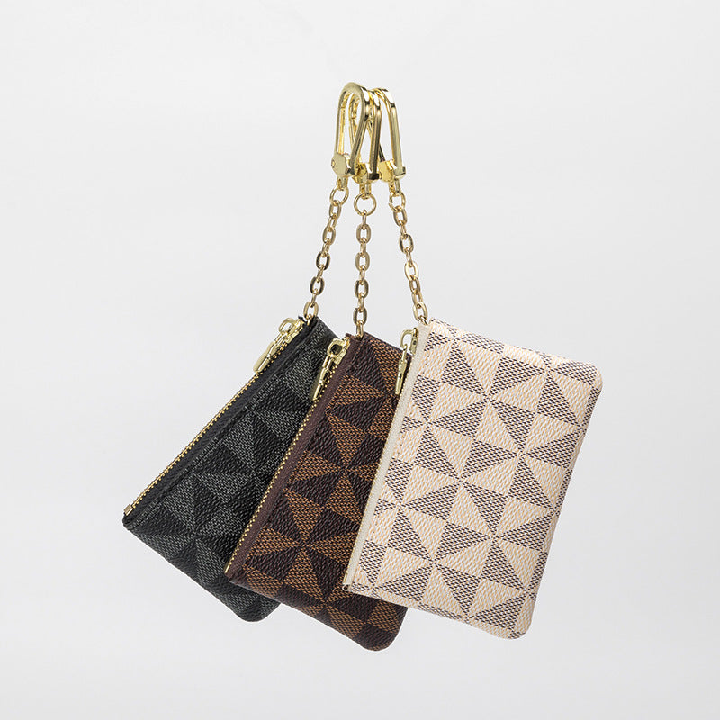 Printed Key Zipper Coin Purse Minimalist Wallet