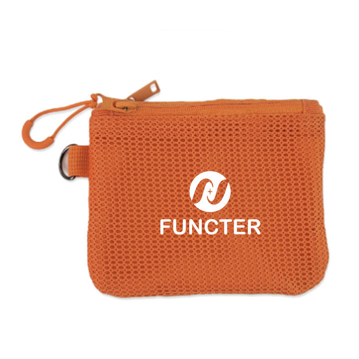 Double Layer Zipper Mesh Storage Bag Wristlet Purse