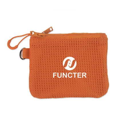 Double Layer Zipper Mesh Storage Bag Wristlet Purse