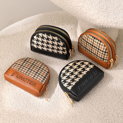 Women's PU Leather Double Zipper Coin Purse