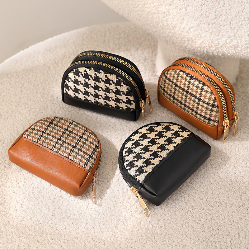 Women's PU Leather Double Zipper Coin Purse