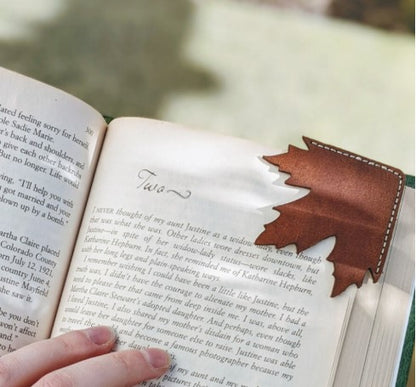 Vintage Maple Leaf Leather Bookmark