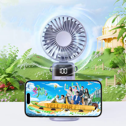 USB Handheld Portable Fan With Foldable Neck-hanging Rechargeable Mini Fan