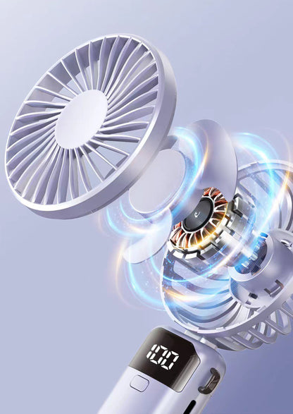 USB Handheld Portable Fan With Foldable Neck-hanging Rechargeable Mini Fan