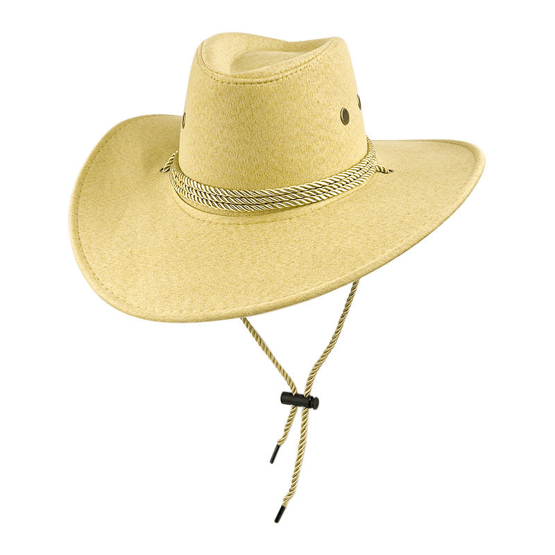 Drawstring Closure Felt Cowboy Hat