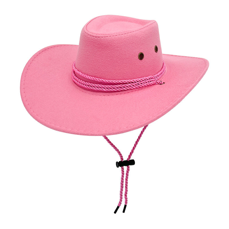 Drawstring Closure Felt Cowboy Hat