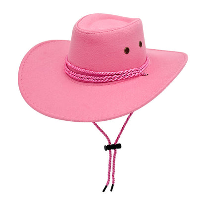 Drawstring Closure Felt Cowboy Hat