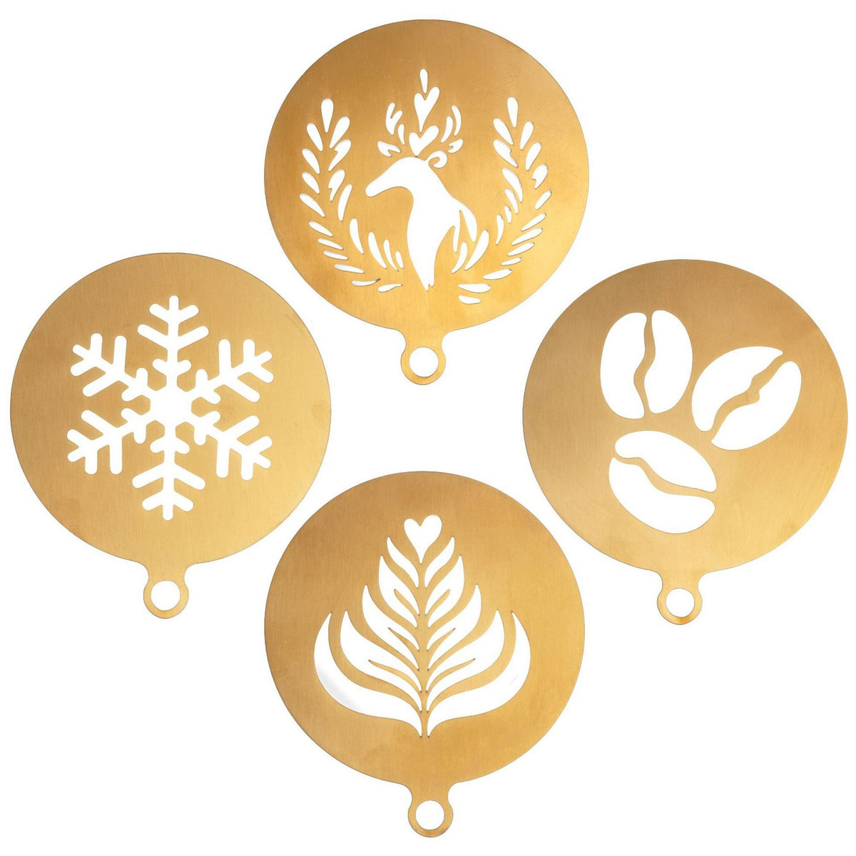 4 PCS Stainless Steel Coffee Stencils Set