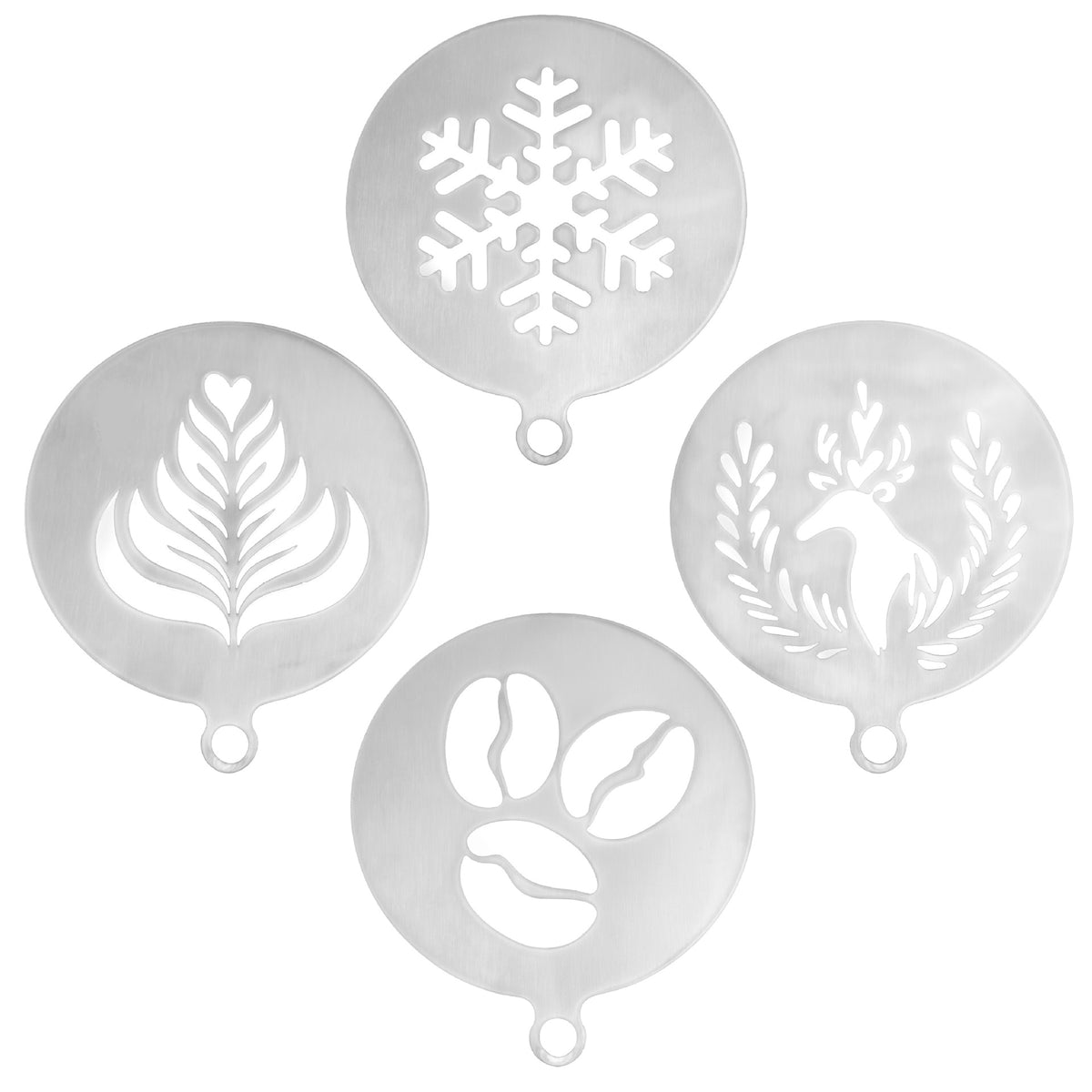 4 PCS Stainless Steel Coffee Stencils Set