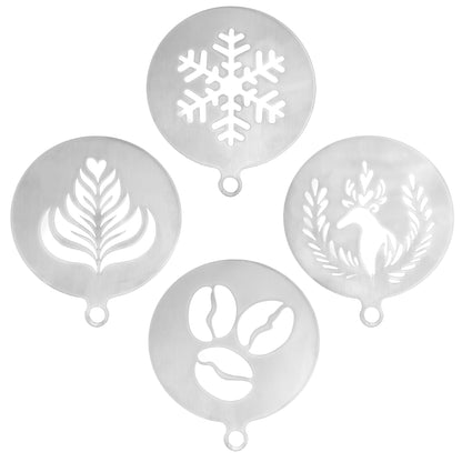4 PCS Stainless Steel Coffee Stencils Set