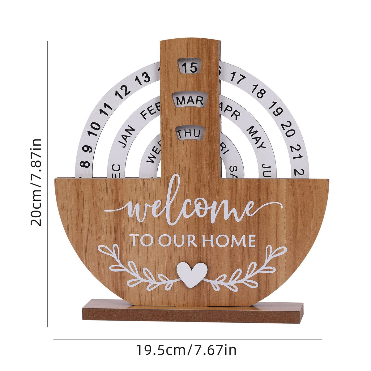 Creative Manual Rotating Wooden Disc Perpetual Desk Calendar