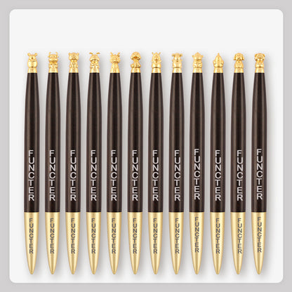 Brass Zodiac Black Sandalwood Ballpoint Pen Business Pen Set 12 Pens