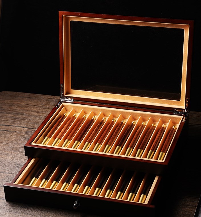 Brass Zodiac Black Sandalwood Ballpoint Pen Business Pen Set 12 Pens