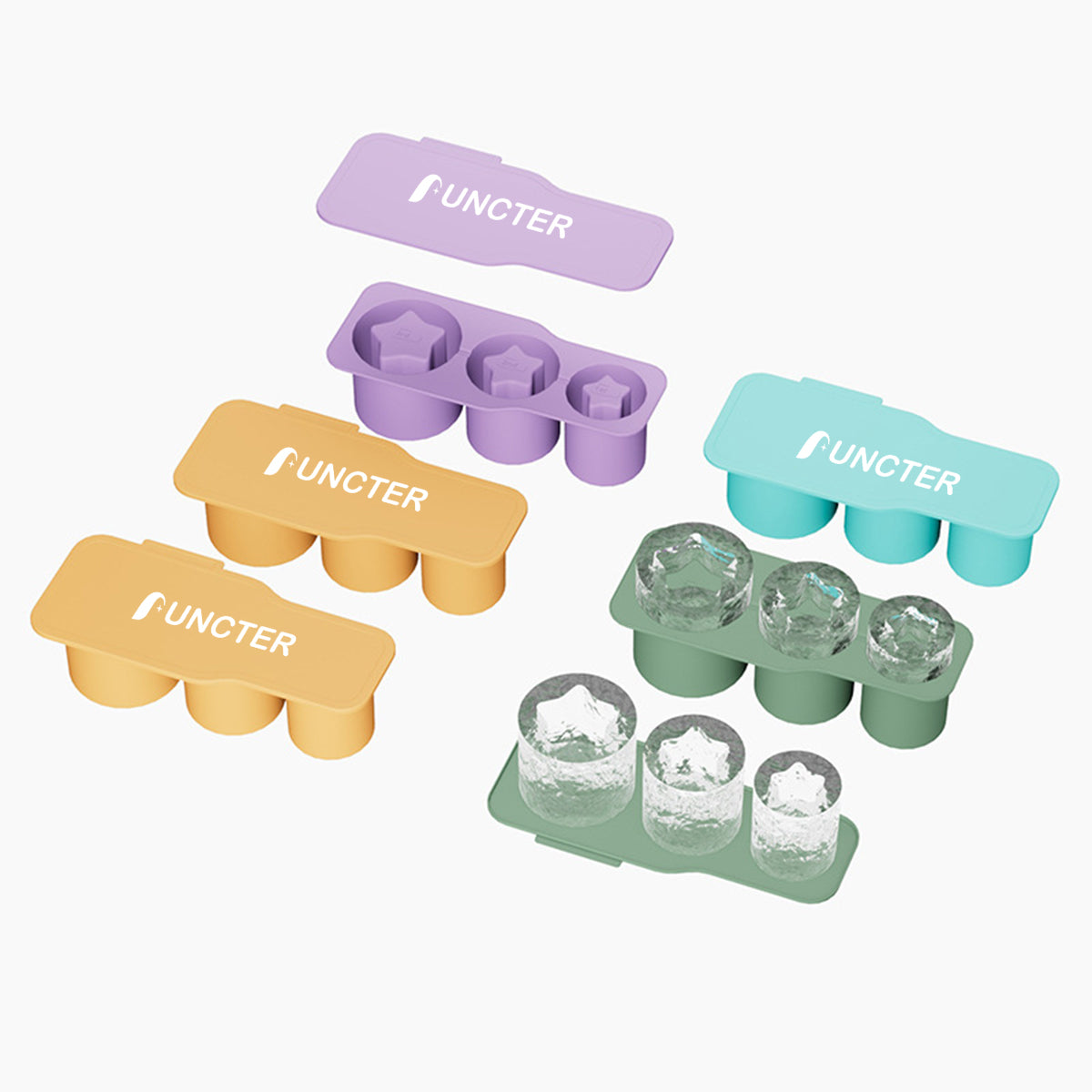 Star Shape Three Sizes Silicone Ice Cube Mold Ice Cube Tray W/ Lid