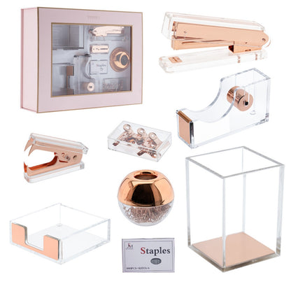 Transparent Acrylic Stapler Stationery 8 PCS Set
