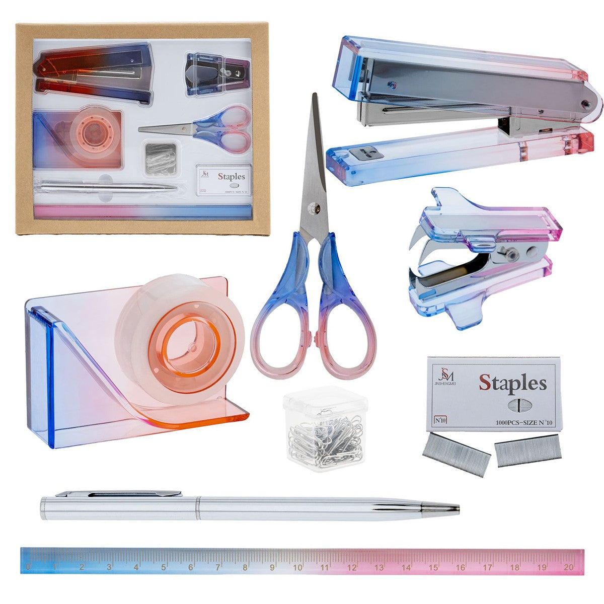 Two Color Acrylic Stapler Stationery 8 PCS Set #3