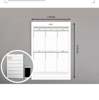 Weekly planner size depiction