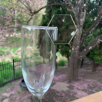 Hexagonal Shape Acrylic Drink Marker Wine Glass Recognizer
