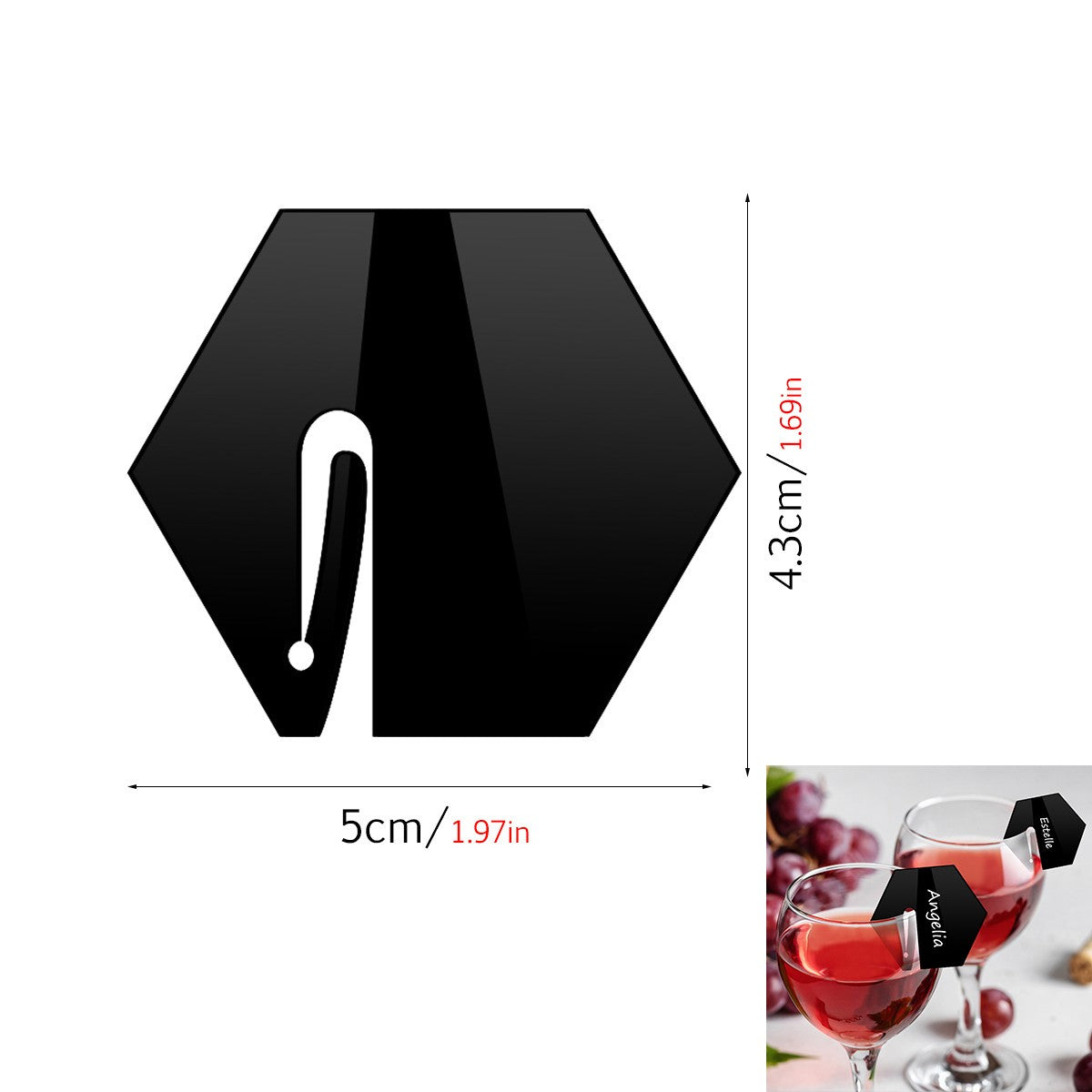 Hexagonal Acrylic Drink Marker Wine Glass Recognizer Name Marker