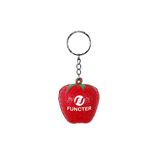 PU Simulated Large Strawberry Stress Reliever Ball Keychain