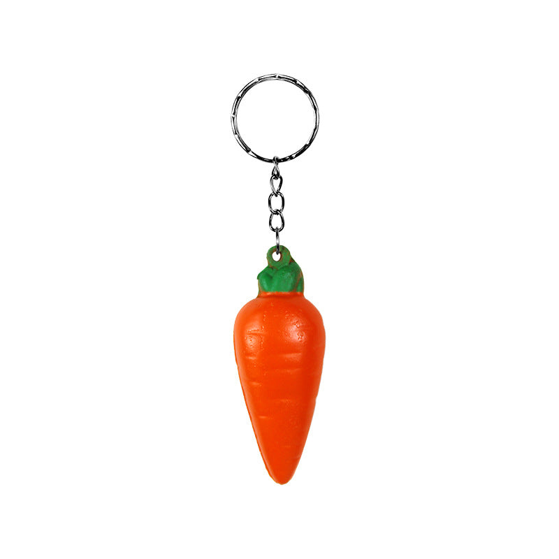 PU Simulated Carrot Stress Reliever Ball Keychain