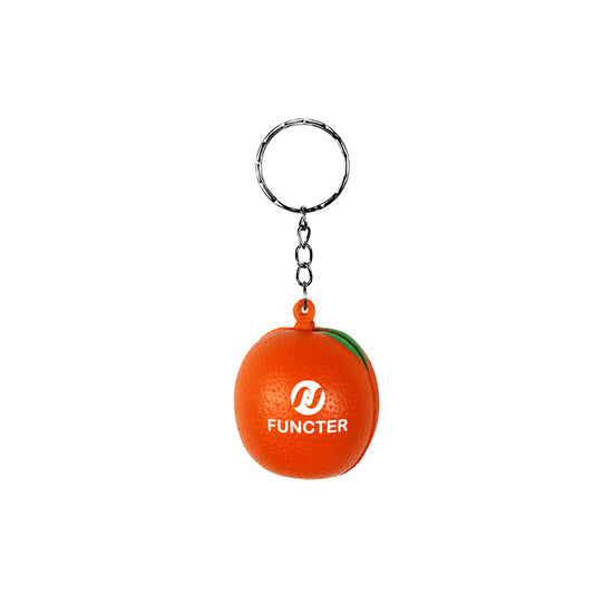 PU Simulated Orange Stress Reliever Ball Keychain